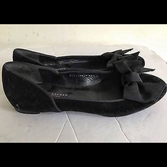 Ralph Lauren Collection Velvet Bow Flats - Picture 2 of 7